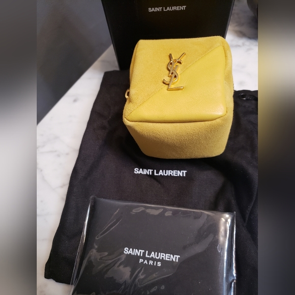 Saint Laurent Cube Molly Suede YSL Keyring/Coin pouch - Picture 8 of 11